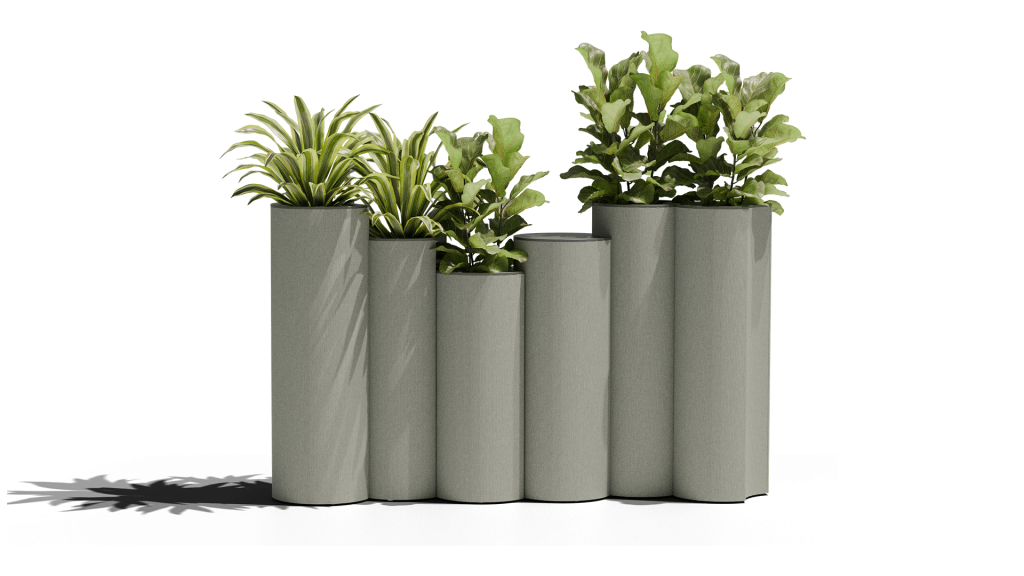 Oasis 6 piece planter unit room divider and biophilic addition for commercial use