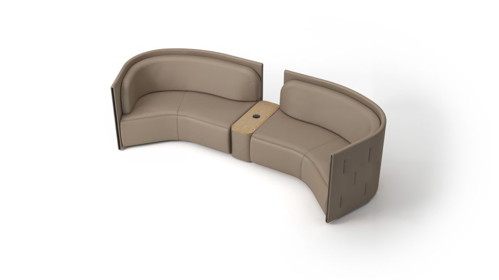 Quiver modular sofa configuration idea - Present. Consists of low back 2 seat right, 2 seat left and console.
